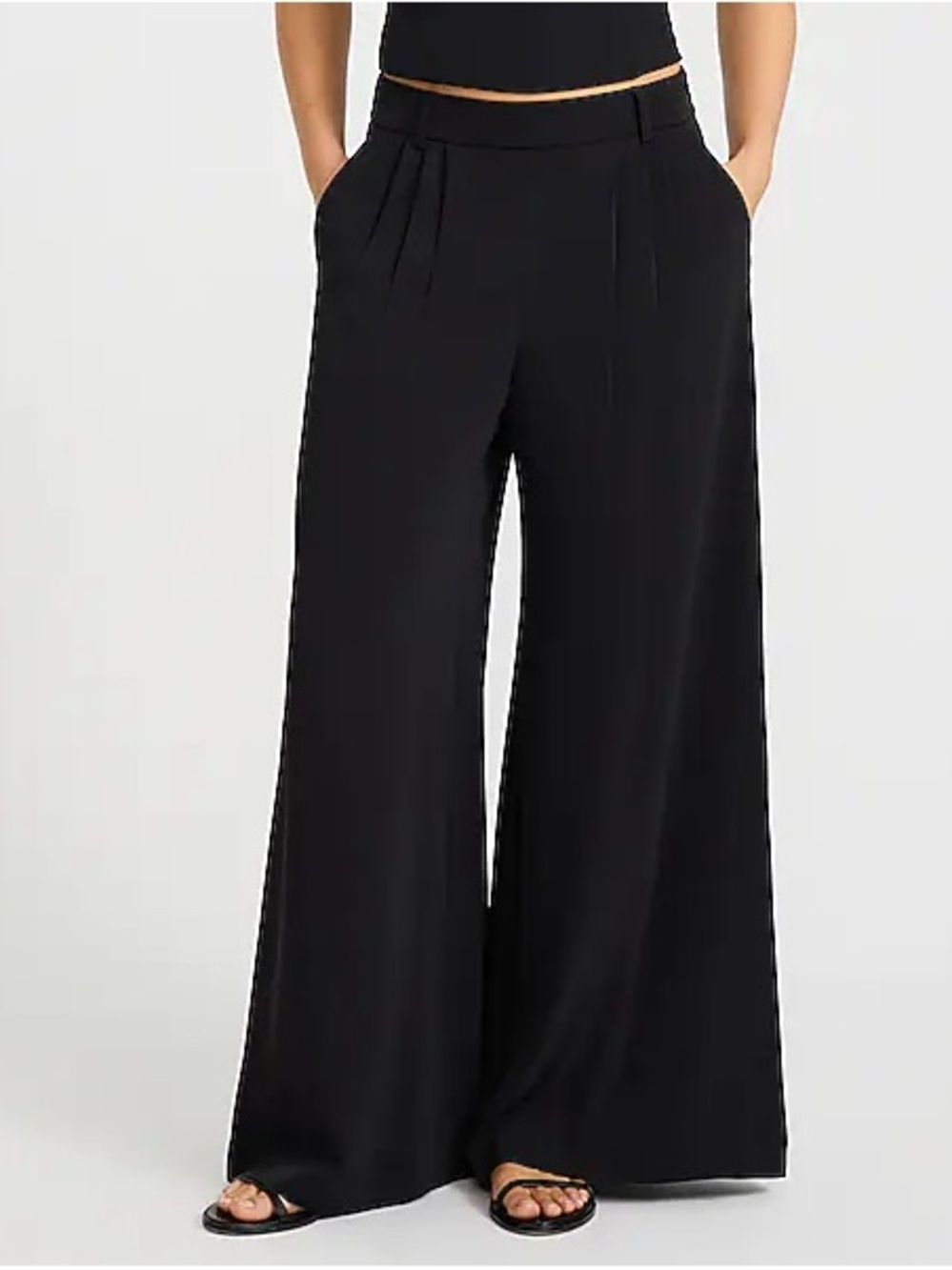 Express High Rise Wide Leg Black Trousers